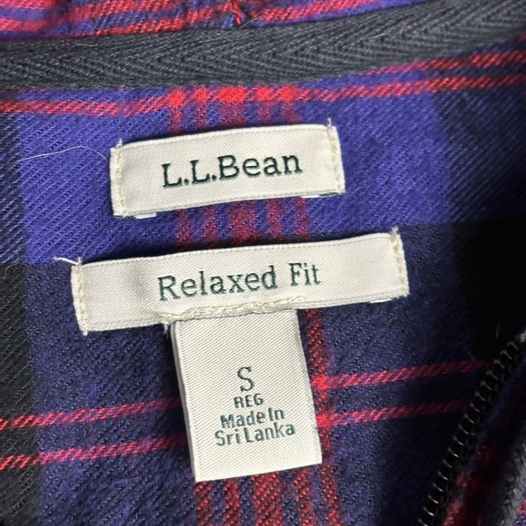 L.L. Bean Women's S Plaid Zip Up Flannel Hoodie Relaxed Fit Shirt Jacket - Picture 5 of 13